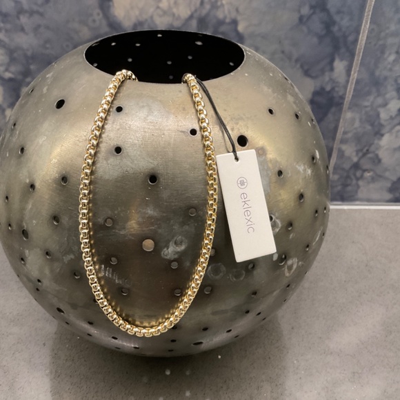 10K Gold Plated Italian Box Chain Necklace, 14” NWT - Picture 2 of 2